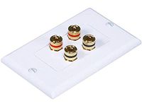 Monoprice Banana Binding Post Two-Piece Inset Wall Plate for 2 Speakers - Coupler Type