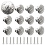 Juibao Silver Cabinet Door Knob, Mushroom Drawer Knob, Single Hole Round Drawer Pull Handle with Matching Screws, Pack of 12 (Silver)