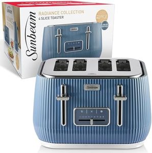 Sunbeam Radiance 4 Slice Toaster | Self-Centring Slots, Fits 4 Standard Slices, 9 Browning Settings, Blue TAP3504BL