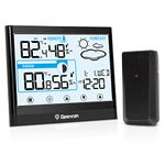 Geevon Indoor Outdoor Thermometer Wireless Temperature, Digital Temperature Humidity Monitor Gauge, Weather Hygrometer with Backlight LCD Display & Alarm Clock for Home Office