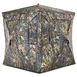 Tangkula 3 Person Pop up Ground Blind, Portable Hunting Blind with Mesh Windows, Carrying Bag & Ground Stakes, Camouflage Hunting Tent with Hub System, Camo Deer Blinds for Hunting