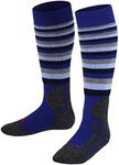 FALKE Unisex Kids SK2 Stripes Ski Socks, Blue (Yve 6714), 10-12.5, 1 Pair