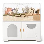 BUCATSTATE Hamster Cage w/Storage Cabinet, Large Enclosure with Cage Casters Small Animal Cage for Gerbils, Dwarf Syrian Hamster, Rats 100L X 50W X 110H CM (White)