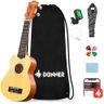 Donner Soprano Ukulele for Beginners 21 Inch Ukelele Starter Bundle Kit with Free Online Lessons Bag Strap String Tuner Picks Cloth Ukalalee Yukalalee (Natural)
