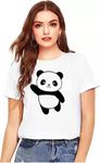 BOSECAGE with Device Graphic Print Women Round Neck regularfit Half Sleeves t Shirt AV404_Panda_White_XL