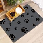 Dog Food Mat, Absorbent Pet Feeding Mat, Dog Placemats for Food and Water, No Stains Quick Dry Dog Water Dispenser Mat, Durable Dog Bowl Mat for Floors Waterproof（Dark Gray - 45x75 cm）