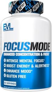 Evlution Nutrition Mental Energy and Focus Supplement for Adults - Nootropics Brain Support Supplement with Caffeine L Theanine Alpha GPC and L-Tyrosine - Focus Pills for Sustained Peak Performance
