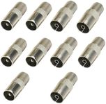 10pcs Female to Male TV Aerial Coaxial Coupler for Antenna Cables Satellite Cables Coaxial Cables T/F Screw Connector Socket to RF Coax Aerial Adapter TV Aerial Coaxial Coupler for Antenna Cables