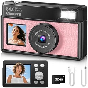 4K UHD Digital Camera for Photography and Video, 64MP Kids Camera, Point and Shoot Digital Vlogging Cameras with 32GB SD Card, Christmas and Birthday Gifts for Beginners Teen Girls Boys