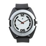 Fastrack Quartz Analog White Dial Black Band Silicone Strap Watch for Men-NS3116PP02