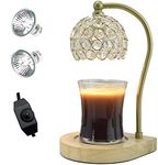 SOKCVSEA Candle Warmer Lamp - Candle Warmers Compatible with Jar Candles, Home Decor Candle Warmer Lamp Glass Crystal Candle Warmer Lamps (Round White)