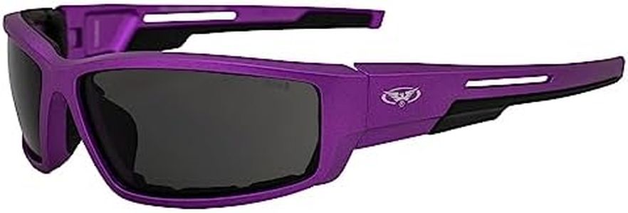 Global Vision Sly Padded Motorcycle Glasses for Women Sunglasses Purple Metallic Frame w/Smoke Lenses