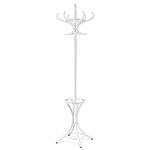 COSTWAY Coat Rack, 12 Hooks Freestanding Clothes Hat Hanger Stand with Umbrella Holder, Solid Wood Display Hall Tree Storage Organiser Unit for Home Bedroom, Hallway, Entryway and Office (White)