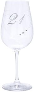 21st Birthday Wine Glass with Etched Heart and Diamante Detailing, 550ml, Gift Boxed