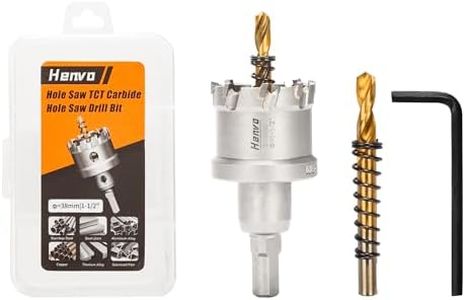 Henvo Hole Saw 1-1/2" (38mm) Heavy Duty Carbide with 2 Pilot Drill Bits - TCT Metal Hole Cutter Cuts Stainless Steel, Iron, Copper, Brass, Plastic