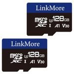 LinkMore 128GB Micro SDXC Card(2pack), A1, UHS-I, U3, V30, Class 10 Compatible, Read Speed Up to 95 MB/s,Write Speed Up to 45 MB/s, SD Adapter Included