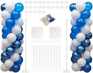 MOXMAY Balloon Column Kit - Set of 2 Balloon Columns with Stand Base and Pole Balloon Tower Backdrop Decoration for Wedding Baby Shower Birthday Party 100 Balloons Included(Blue White)