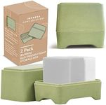 IMPRESA [2 Pack] Impresa Bamboo Soap Holder fits Ethique Shampoo & Conditioner Bars - Bar of Soap Holder for Shampoo & Conditioner Bars - Quick Drying Slatted Soap Dish - Compostable Sugarcane