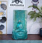 Expleasia, Exuberant & Luxury Decor Slate Buddha Water Fountain for Home, Office, Garden Antique Blue Color Large Buddha Water Fountain, Water Fountain for Home Decor, Fountain for Living Room