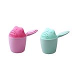 SYGA 2 Pcs Plastic Baby Shampoo Cup Baby Shower Water Scoop Children Water Scorpion Baby Bath Tumbler (Pink and Green)