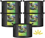 iPower 5-Pack 20 Gallon Thickened Grow Bags Nonwoven Fabric Pots Aeration Container with Strap Handles for Garden and Planting, Black