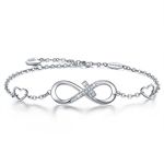 BlingGem Infinity Cross Bracelet for Women 925 Sterling Silver Infinity Faith Bracelet Cubic Zirconia God Blessed Religious Christian Gift for Women Mom