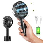 Gesto Mini Portable Usb Hand Fan or DC Fan - 3 Speed Modes Handheld Fan for Summer With 1200 mAh Battery| Rechargable Hand fan for Women| Portable Fan for Makeup,Kitchen, Indoor,Outdoor,Travel (Black)