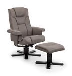Julian Bowen Malmo Swivel Recliner and Stool, Grey Linen