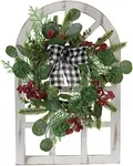 Christmas Window Frame with Eucalyptus Wreath