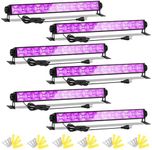 6 Pack LED Black Lights, Blacklight Bar Light Up to 3000ft² Area with Switch+Plug+6ft Cable, Glow Party Light Supply for Halloween, Fluorescent Poster, Body Paint, Birthday, Bedroom, Classroom