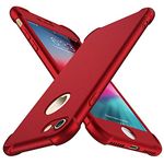 ORETECH for iPhone 7 Case & iPhone 8 Case, with[2 x Tempered Glass Screen Protector] 360 Shockproof iPhone 7/8 Cover Ultra Thin Anti Scratch Hard PC Silicone TPU Bumper Rubber iPhone 7/8 Case - Red