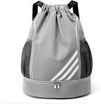 Design Sports Backpacks,Sport Backpack Water Resistant String Bag,Sports Sackpack for Women Men Children,Gym Sports Backpack, Drawstring Backpack,Waterproof Drawstring Sport Bag,Gray