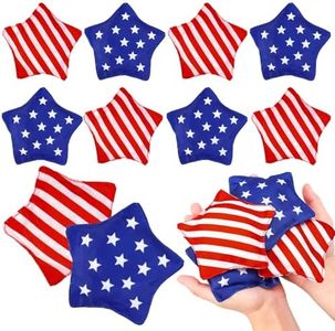 JarThenaAMCS 12Pcs Patriotic Cornhole Bags for Tossing 4th of July Red Blue Stripe Star Bean Game Bags for 250th Anniversary Independence Day Family Party Throwing Game Supplies