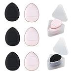 WishLotus 6Pc Mini Finger Powder Puff, Drop-Shaped Makeup Sponges for Foundation, Reusable Loose Powder Puffs with Small Case for Women&Girls and Makeup Setting Wet & Dry(Black+Pink）