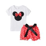 Mud Kingdom Little Girls Holiday Outfits Cute Clothes Short Sets 4T Red