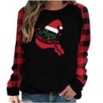 QIGUANDZ Baby It's Cold Outside Shirts Women Christmas Buffalo Plaid Raglan Long Sleeve T-Shirt Casual Xmas Pullover Tops Black