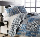 Southshore Fine Living, Inc. Global Patchwork Collection - Oversized Reversable Quilt Set, Twin/Twin XL, Blue