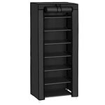 SONGMICS 8-Tier Shoes Rack with Dustproof Cover, 28 x 46 x 126 cm, Shoe Storage Cabinet, Shoe Organiser, Shoe Stand Holds 16-24 Pairs of Shoes, for Living Room, Hallway, Black RXJ024B02V1