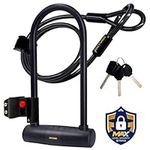 SIGTUNA Bike Locks - 16mm Heavy Duty Long U Lock with U-Lock Shackle and Bicycle Lock Mount Holder + 1200mm Steel Chain Cable Bike Lock - Black