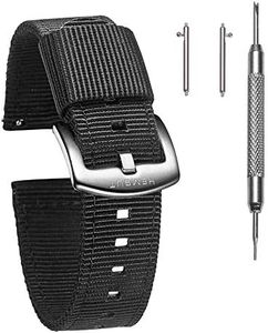 Torbollo Quick Release Watch Black Bands, 18mm Watch Band, Quality Nylon Strap and Heavy Duty Brushed Buckle