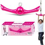 YAMIPROBI Ninja-Twister Swing Spins Set: Slackline Attachments - 360° Handle Twist-Spin Flips Toy Activate Ninja Powers - Ninja Warrior Accessories - Kids Ninja Hang Toys for Playground Backyard,Pink