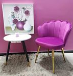 My Art Design - Stunning, Elegant & Comfortable Flower Velvet Dinning Chair with Golden Legs Soft Padded for Long time Seating with Comfort for Home, Cafe, Office & Hotel (Purple)