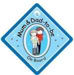 Mum and Dad to be, mum and dad to be sign, BLUE, Baby on Board, Novelty Car Sign, baby on board, Baby Car Sign, New Mum and Dad Sign, Bumper Sticker Style Sign, New Baby Sign, Maternity, Paternity, Decal