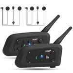 EJEAS V6 Pro+ Motorcycle Helmet Bluetooth Intercom, Upgraded Bluetooth 5.1 Motorbike Riding Communication System with Type-C Interface for 6 People Connected & 2 People Intercom (2 Pack)