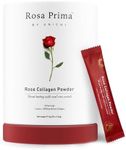 Unichi Rosa Prima Rose Collagen Peptides Powder Packets, Hydrolysed Marine Collagen Type I, III with Vitamins A, C, E in Rose Petal Powder for Hair, Nails and Skin Health, 0 Sugar, 0 Fat, Rose Petal Flavour, 30 Servings