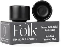 Folk Ceramics Leonard Ceramic Espresso Cups | Set of 2, 3oz, Matte Black | Modern Stackable Demitasse Mugs for Espresso | Thick Walled, Handleless, Durable, Dishwasher & Microwave Safe