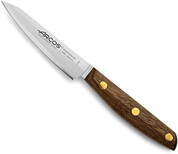 Arcos Cuchillo Pelador Acero Inoxidable. Cuchillo Cocina Profesional para Pelar Frutas y Verduras. Mango Madera Ovengkol 100% Natural FSC y Hoja 100mm. Serie Nordika. Color Marrón.