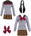 ZNZXYCOS Anime Mars Crystal Version Cosplay Black Wig Women's Grey Suit Halloween Costumes (3X-Small)