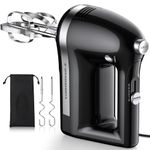 Z-DESDEMONA Electric Hand Mixer, Powerful Hand Mixer Electric Handheld with Whisk, Dough Hook,Hand Held Mixer for Baking Cakes, Eggs, Cream Food (Black)