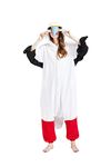 DarkCom Unisex Adult Hooded Pajamas Halloween Homewear Christmas Red-Footed Booby Onesie One Piece Loungewear Nightwear M